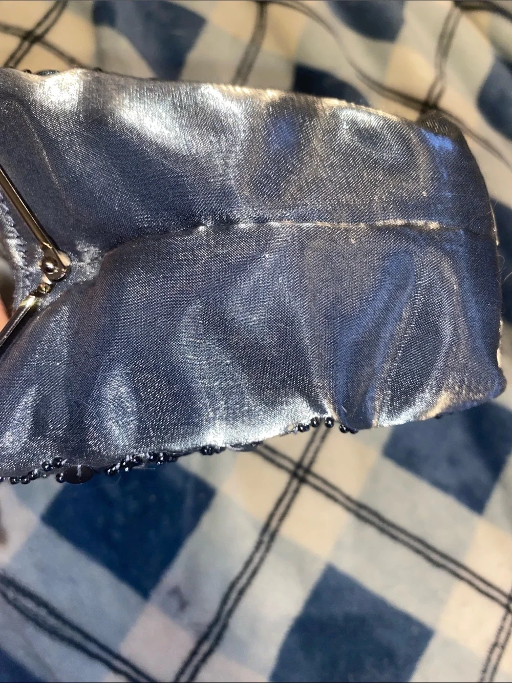 Loft by Ann Taylor Gray Sequin Beaded Clutch Wristlet